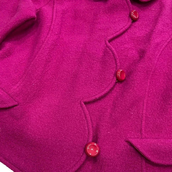 Armani Collezioni Fuchsia Scalloped Boiled Wool Jacket Blazer 14 - Picture 2 of 4